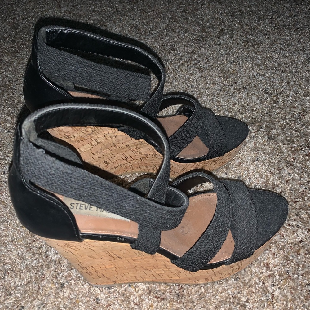 Steve Madden black wedge heels
